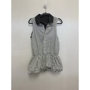 Nuth Striped Double Collared Bubble Hem Top Size Large